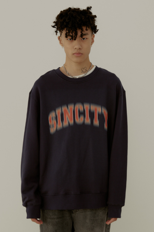 SINCITY (シンシティ) hologram college sweatshirt Navy