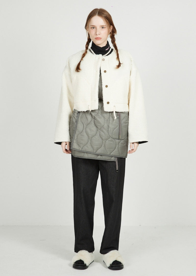 FM91.02 (エフエム91.02) TEDDY BLOUSON_IVORY