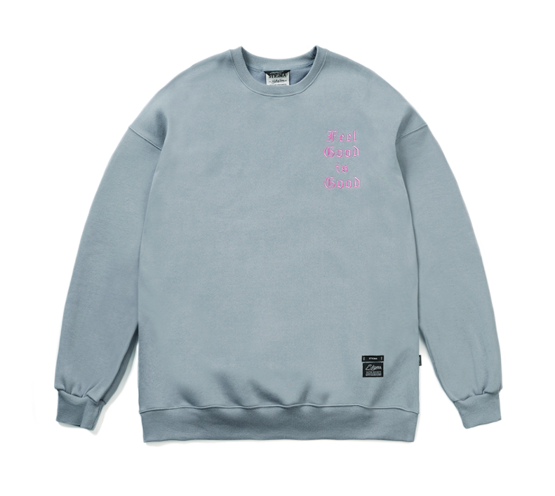 STIGMA(スティグマ)  GOTHIC FEEL GOOD OVERSIZED HEAVY SWEAT CREWNECK BLUE GREY