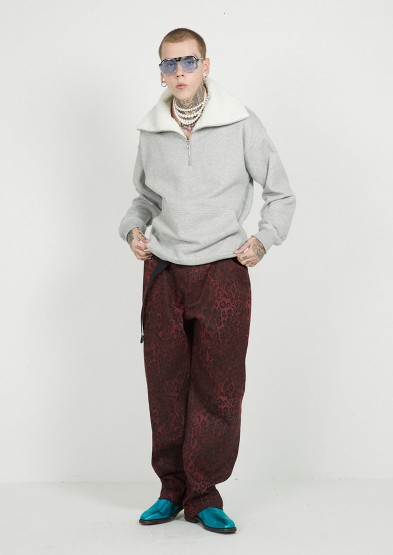 FM91.02 (エフエム91.02) FLEECE COLLAR HALF ZIP CREW_GREY