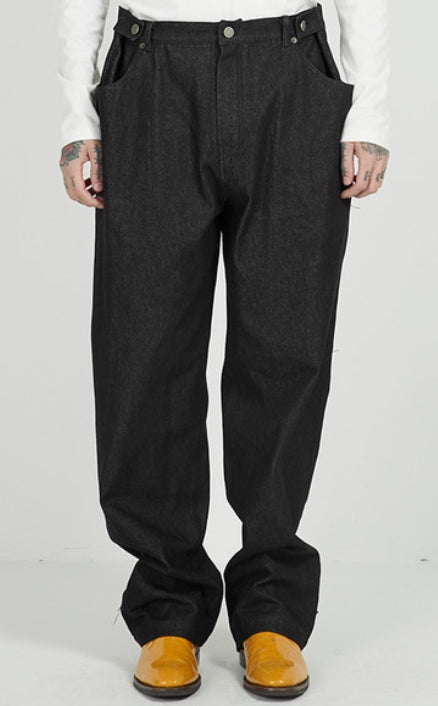 FM91.02 (エフエム91.02) 3 BUTTONS CLUB PANTS_BLACK JEAN