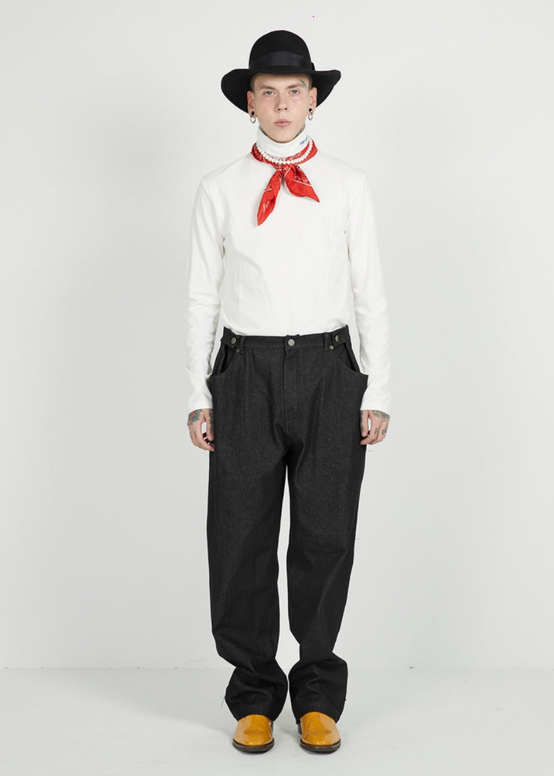 FM91.02 (エフエム91.02) 3 BUTTONS CLUB PANTS_BLACK JEAN