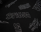 STIGMA(スティグマ)  STITCHED TYPO HEAVY SWEAT JOGGER PANTS BLACK MULTI