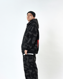 STIGMA(スティグマ)  STITCHED TYPO OVERSIZED HEAVY SWEAT HOODIE BLACK MULTI