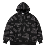 STIGMA(スティグマ)  STITCHED TYPO OVERSIZED HEAVY SWEAT HOODIE BLACK MULTI