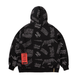 STIGMA(スティグマ)  STITCHED TYPO OVERSIZED HEAVY SWEAT HOODIE BLACK MULTI