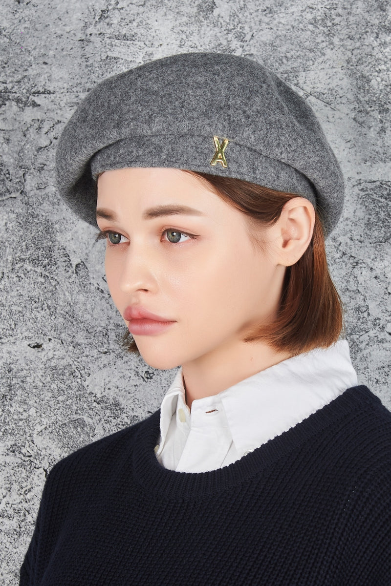VARZAR(バザール) Stud Logo Wool Beret Gray