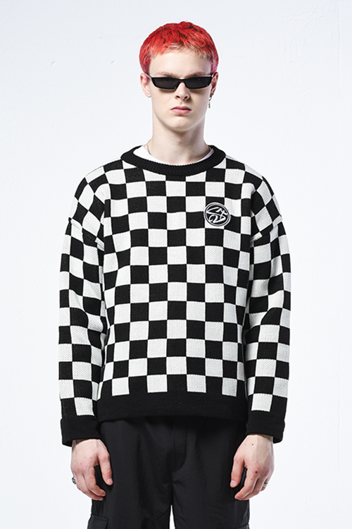 シディスコンマ(SHETHISCOMMA) CHESS PATTERN KNIT