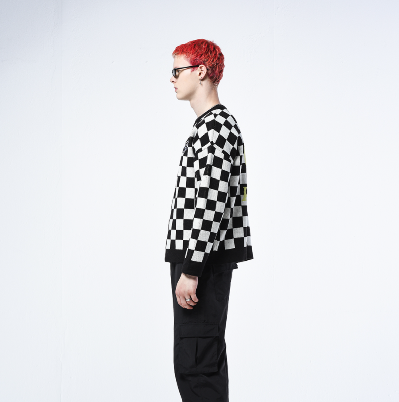 シディスコンマ(SHETHISCOMMA) CHESS PATTERN KNIT