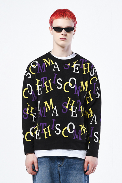 シディスコンマ(SHETHISCOMMA) FONT GRAPHICS KNIT