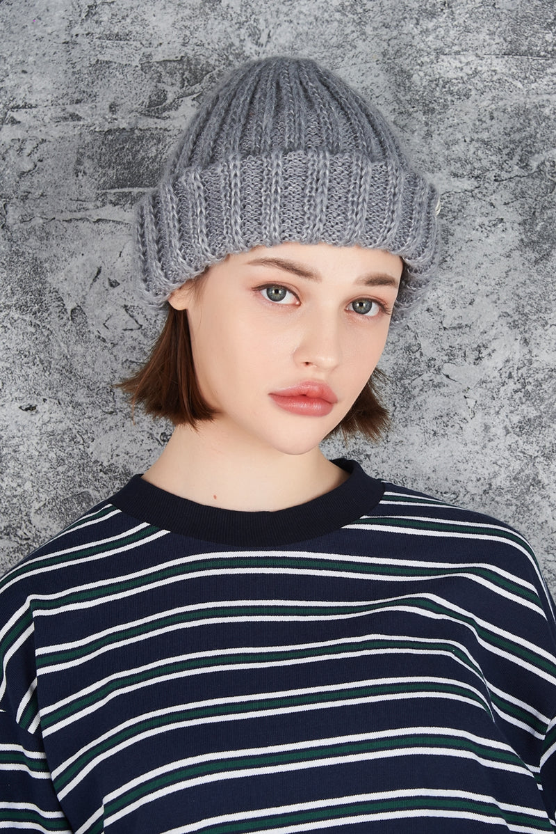 VARZAR(バザール) Monogram Label Long Beanie Gray