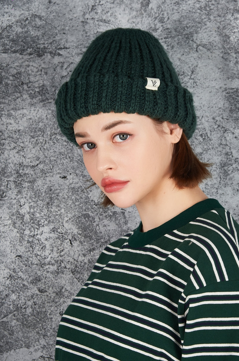 VARZAR(バザール) Monogram Label Long Beanie Green