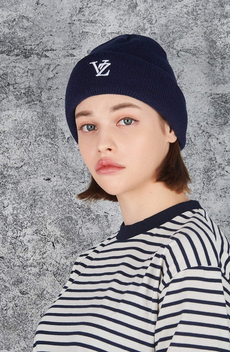 VARZAR(バザール) 3D Monogram Beanie Navy