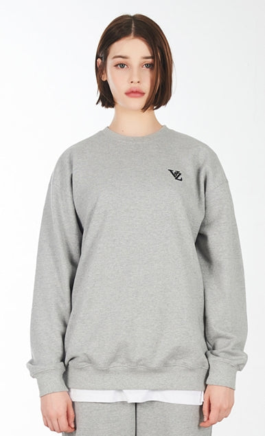 VARZAR(バザール) 3D Monogram Black Embroidery Sweatshirt Gray