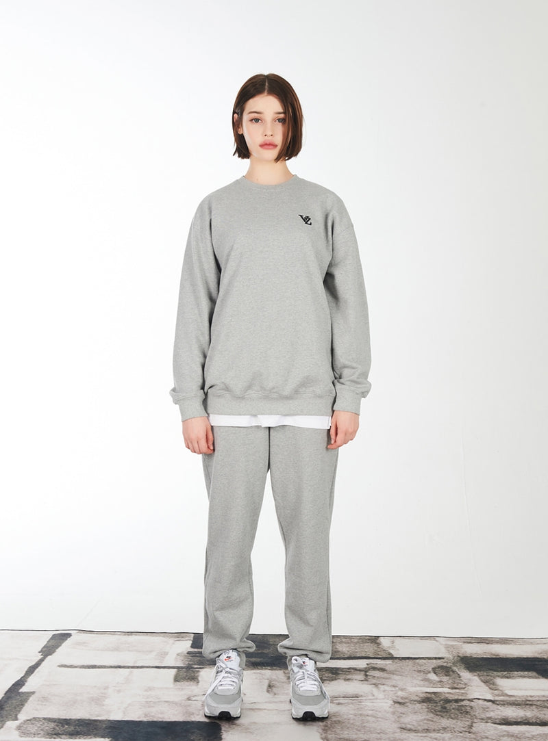 VARZAR(バザール) 3D Monogram Black Embroidery Sweatshirt Gray