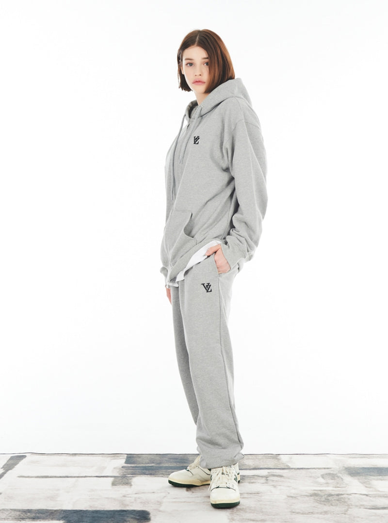 VARZAR(バザール) 3D Monogram Black Embroidery Hood Zip-up Gray