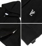 VARZAR(バザール) 3D Monogram White Embroidery Hood Zip-up Black