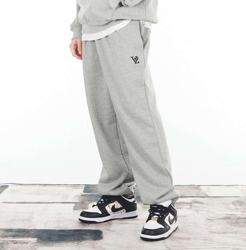 VARZAR(バザール) 3D Monogram Black Embroidery Banding Sweatpants Gray