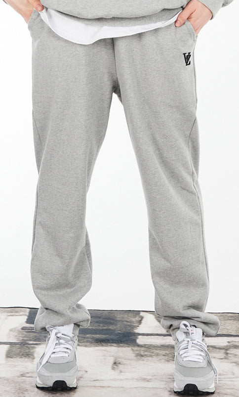 VARZAR(バザール) 3D Monogram Black Embroidery Rib Sweatpants Gray