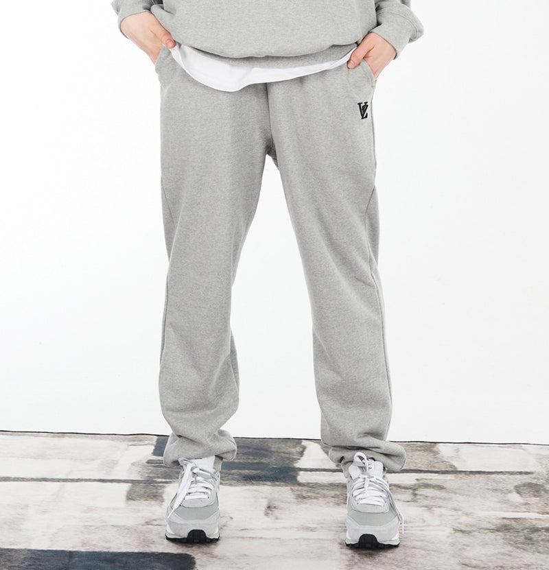 VARZAR(バザール) 3D Monogram Black Embroidery Rib Sweatpants Gray