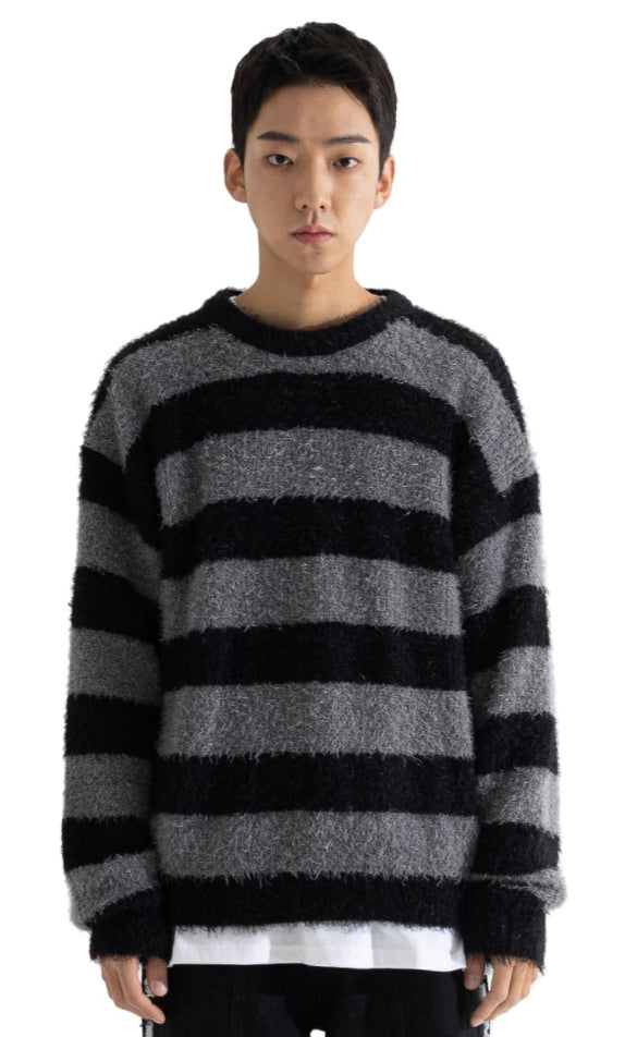 マスノウン(MASSNOUN) FEATHER FANCY YARN KNIT MFONT001-BK