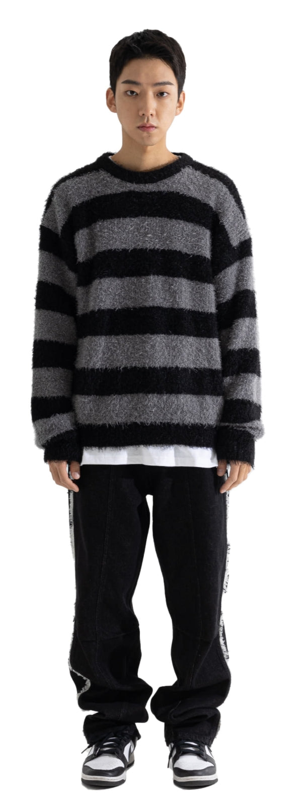 マスノウン(MASSNOUN) FEATHER FANCY YARN KNIT MFONT001-BK