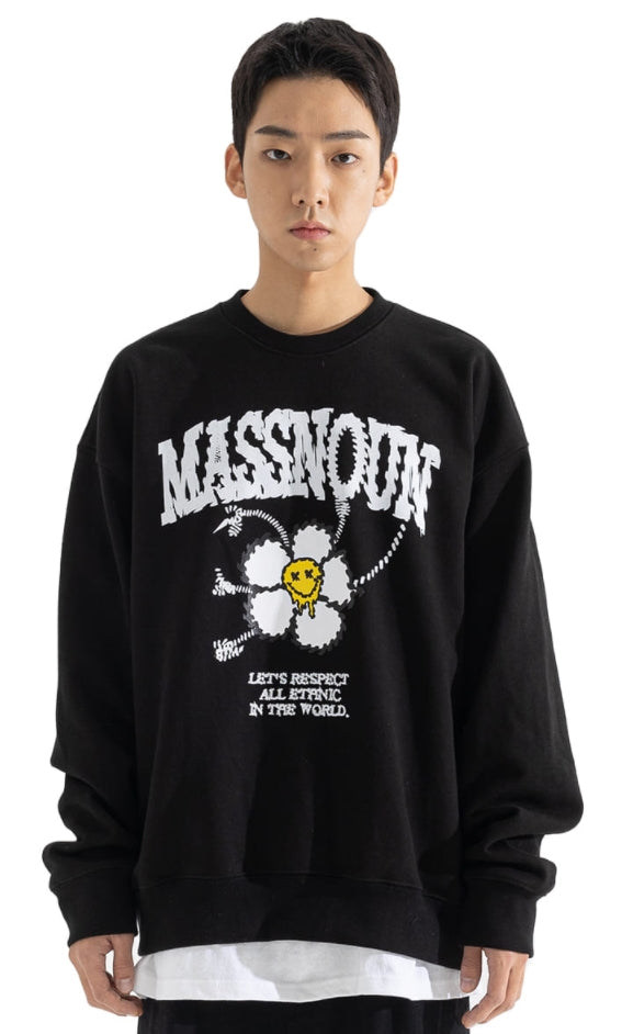 マスノウン(MASSNOUN) SMILE RESPECT HEAVY SWEATSHIRT MFOCR001-BK