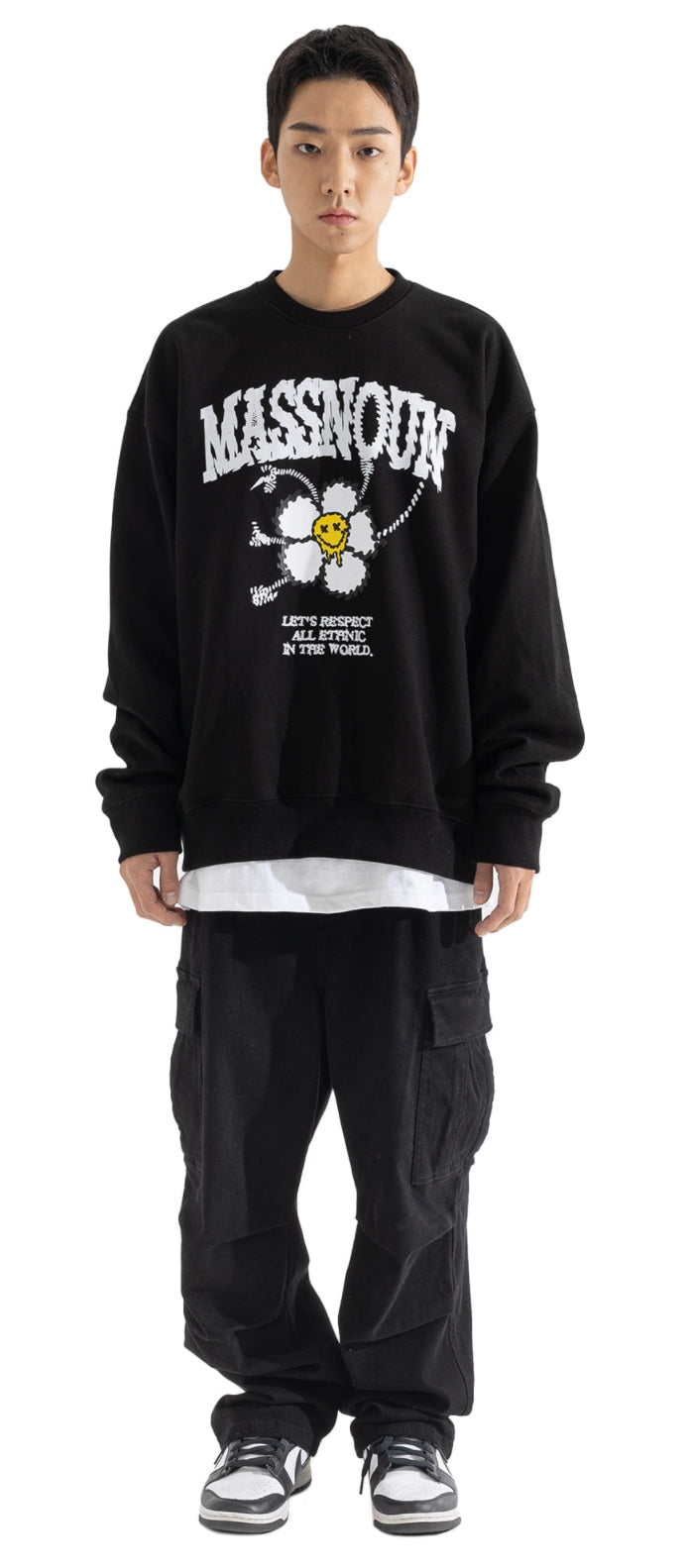 マスノウン(MASSNOUN) SMILE RESPECT HEAVY SWEATSHIRT MFOCR001-BK