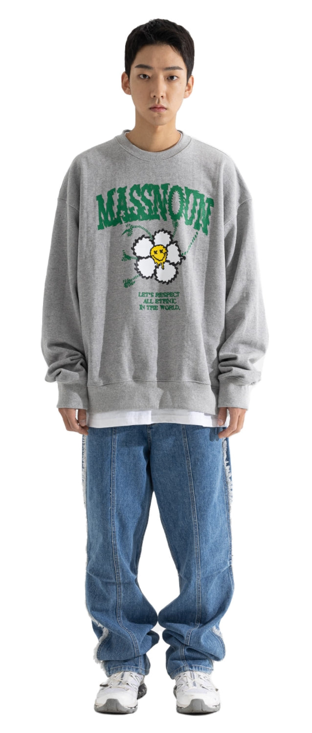 マスノウン(MASSNOUN) SMILE RESPECT HEAVY SWEATSHIRT MFOCR001-GY