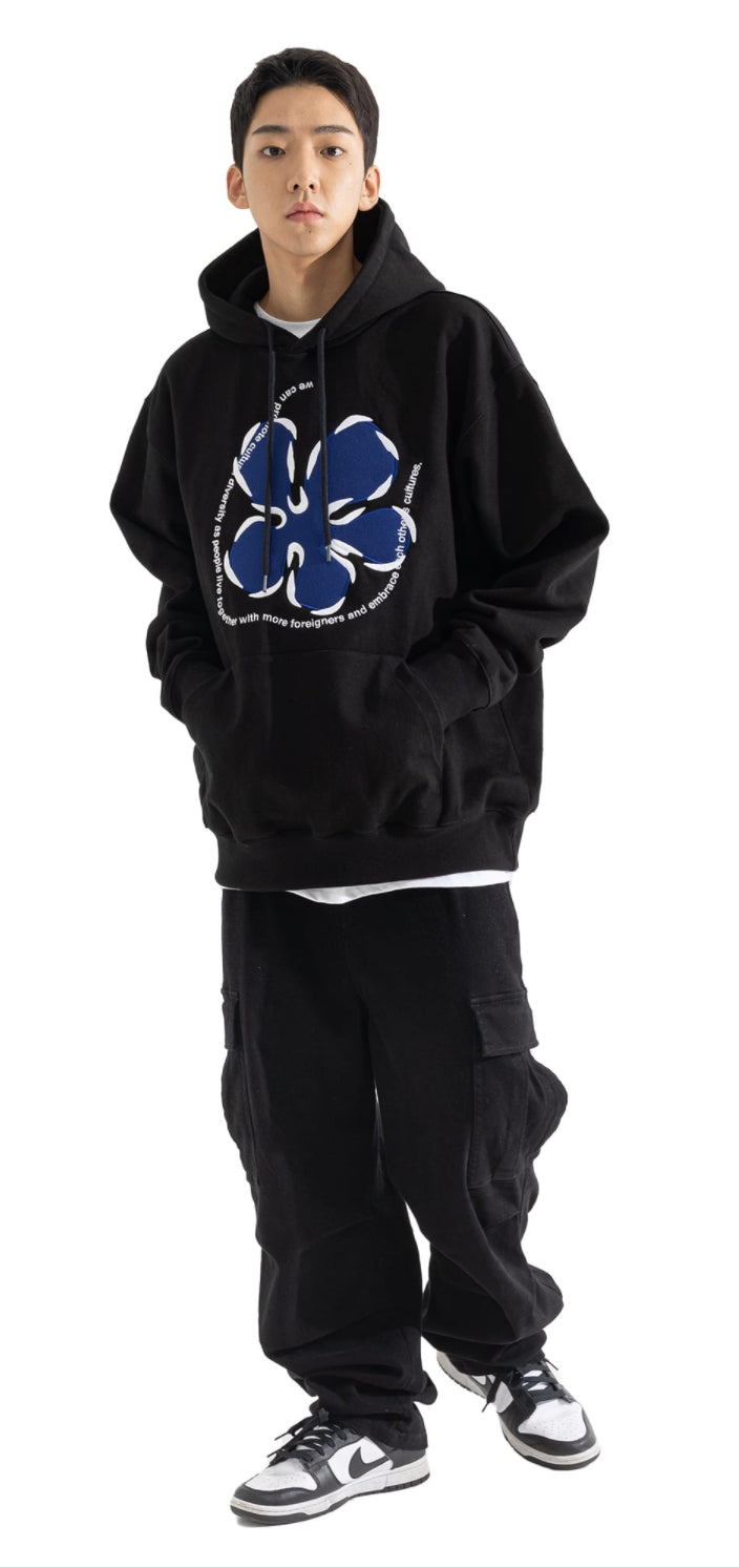 マスノウン(MASSNOUN) STRAWVERRY FLOWER HEAVY SWEAT HOODY MWOHD001-BK