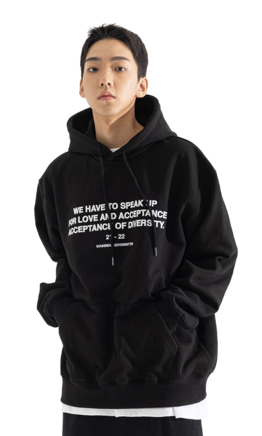 マスノウン(MASSNOUN) SPEAKUP HEAVY SWEAT HOODY MWOHD002-BK