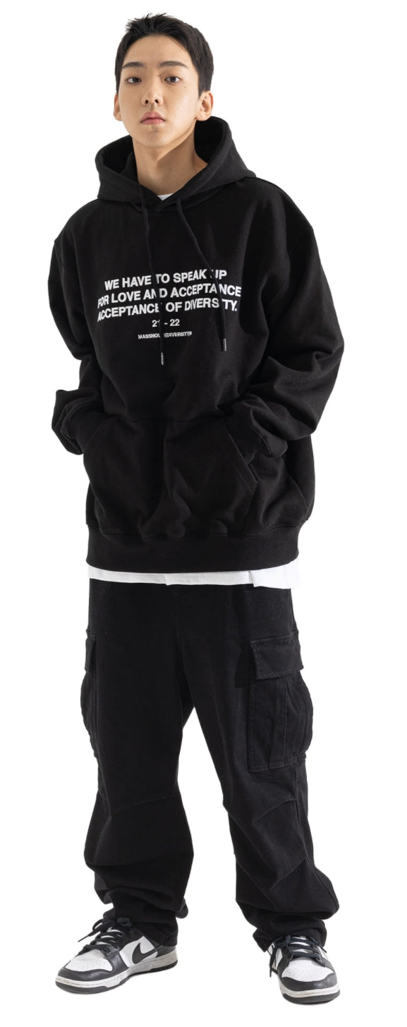 マスノウン(MASSNOUN) SPEAKUP HEAVY SWEAT HOODY MWOHD002-BK