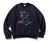 マスノウン(MASSNOUN) ETHNIC RUNNING STITCH SWEATSHIRT MFOCR002-NV