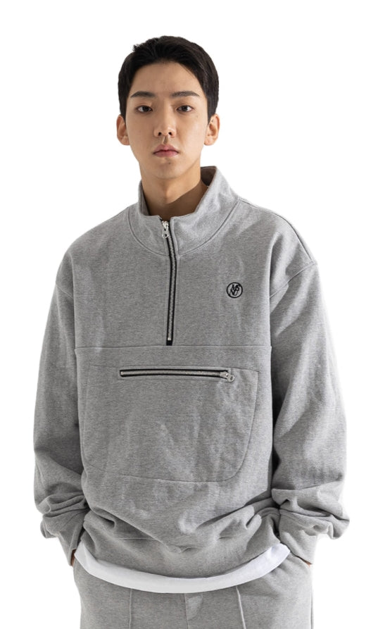 マスノウン(MASSNOUN) PREMIUM HEAVY SWEAT MSNU ANORAK MWOZP001-GY