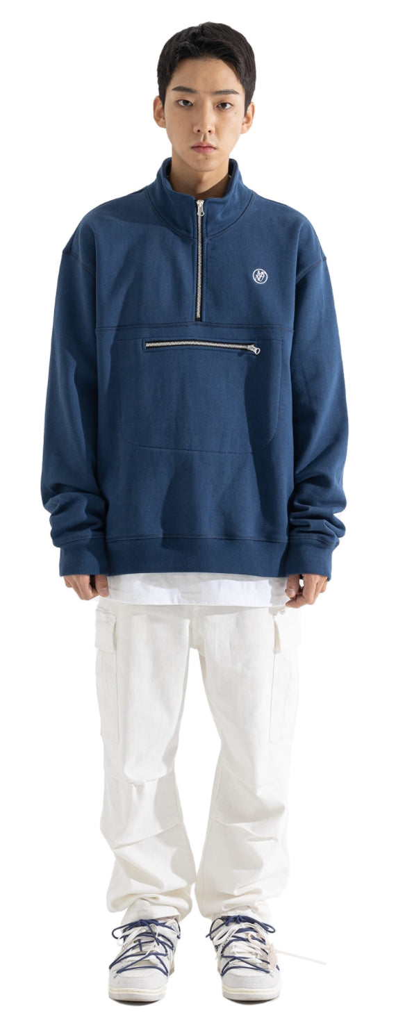 マスノウン(MASSNOUN) PREMIUM HEAVY SWEAT MSNU ANORAK MWOZP001-BL