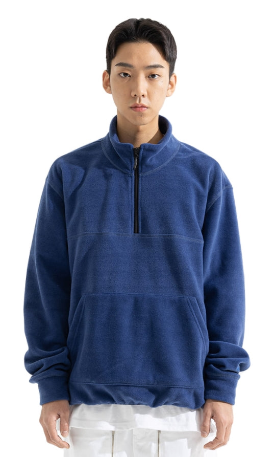 マスノウン(MASSNOUN) SL LOGO DOUBLE WARM FLEECE ANORAK MWOZP002-BL