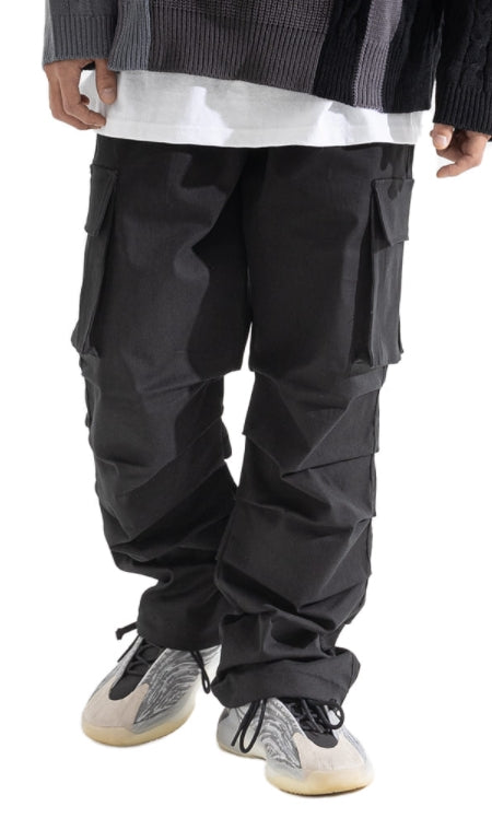 マスノウン(MASSNOUN) CRUMBLE WIDE CARGO PANTS MWOCP001-BK