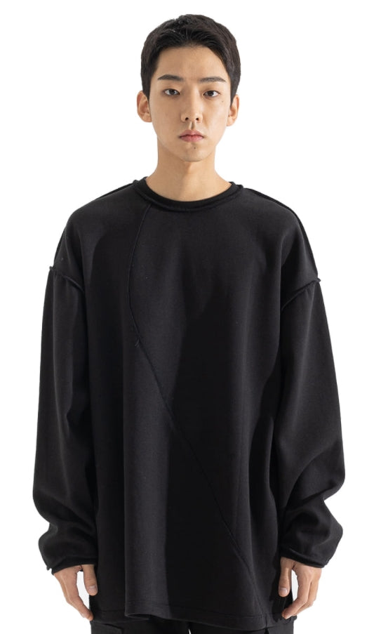 マスノウン(MASSNOUN) REVERS DOUBLE CURL LAYERED LONG SLEEVE MFOLS001-BK
