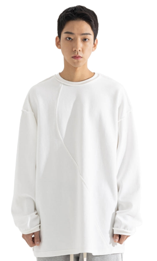 マスノウン(MASSNOUN) REVERS DOUBLE CURL LAYERED LONG SLEEVE MFOLS001-WT
