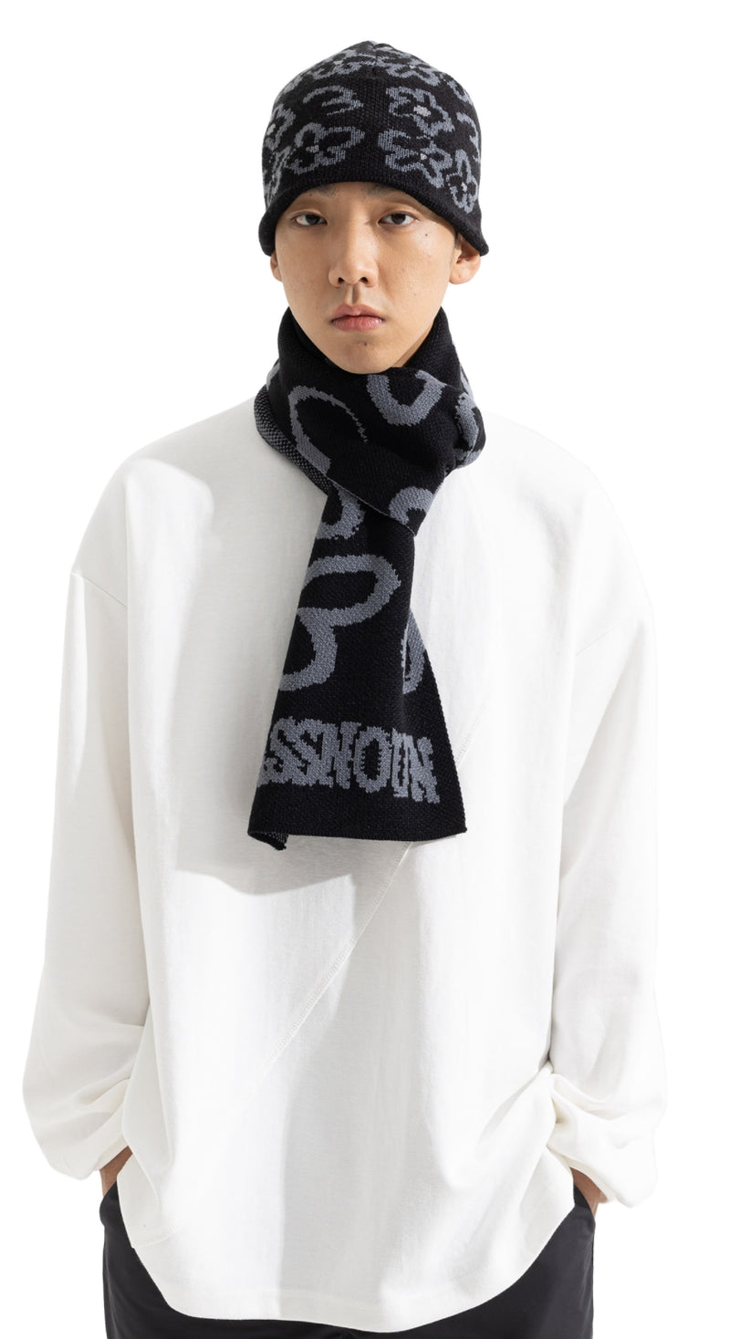 マスノウン(MASSNOUN) STRAWVERRY FLOWER JACQUARD MUFFLER MWOAM001-BK