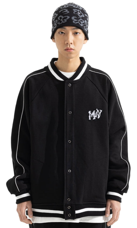 マスノウン(MASSNOUN) MN LOGO 3M TAPING VARSITY JACKET MWOJK002-BK