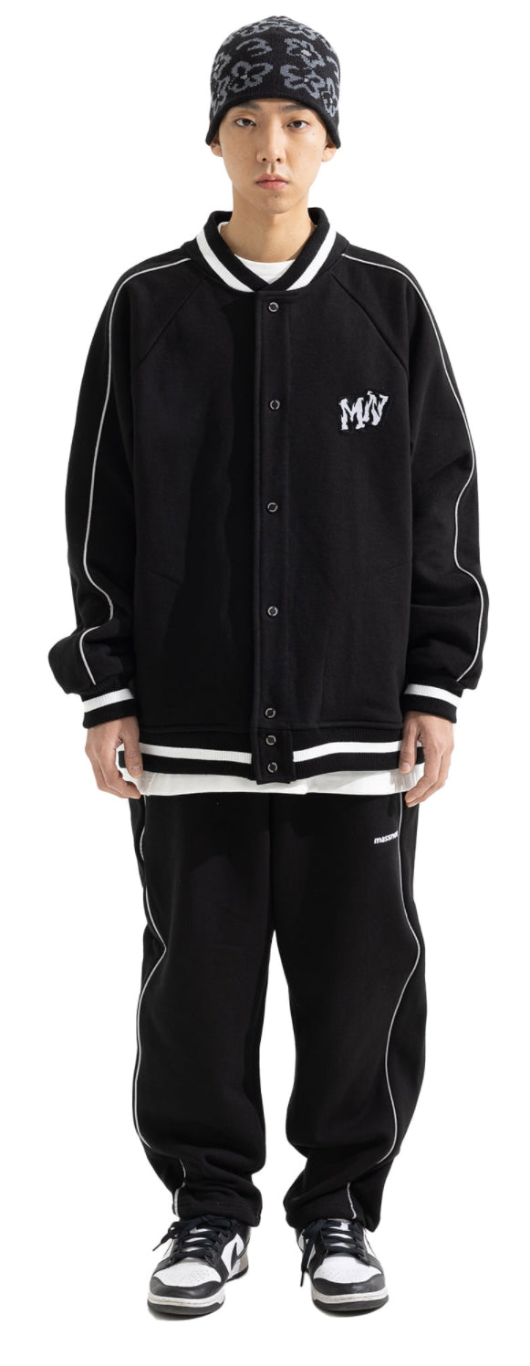 マスノウン(MASSNOUN) MN LOGO 3M TAPING VARSITY JACKET MWOJK002-BK
