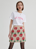 ワンダービジター(WONDER VISITOR) Rose pattern Mini Skirt [Beige]