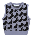 ワンダービジター(WONDER VISITOR) Luna Cat Knit vest [Blue]