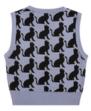 ワンダービジター(WONDER VISITOR) Luna Cat Knit vest [Blue]