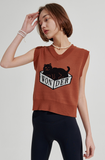 ワンダービジター(WONDER VISITOR) Box Cat Knit vest [Brown]