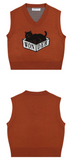 ワンダービジター(WONDER VISITOR) Box Cat Knit vest [Brown]