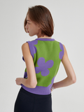 ワンダービジター(WONDER VISITOR) Flower Knit vest [Green]