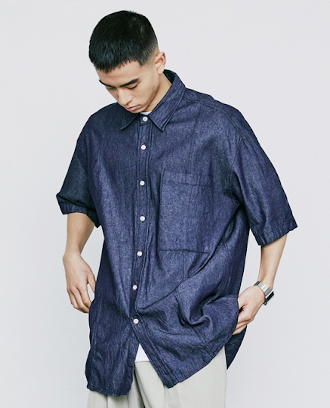 KND(케이엔드) FRONT SEAM WASHED DENIM SHIRT INDIGO