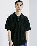 KND(ケイエンド) CHAIN CABLE COLLAR HALF KNIT BLACK